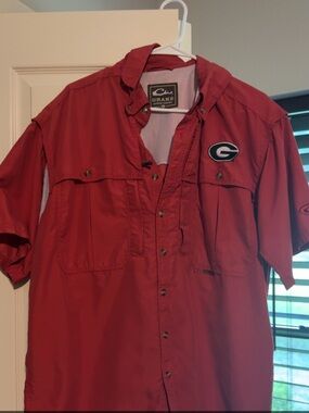 Drake waterfowl UGA button down- Red